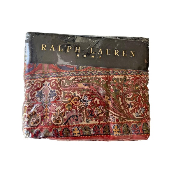 NEW Vtg  Ralph Lauren Galahad Red QUEEN Flat Sheet Sateen Red Paisley NIP